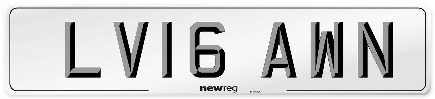 LV16 AWN Number Plate from New Reg